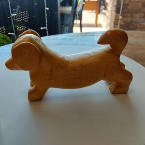 Vintage hand carved wooden doggy